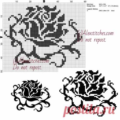 Black-Rose-free-cross-stitch-pattern-60x50-1-color.jpg (3300×3300)