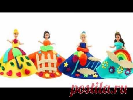 Play Doh Super Sparkle Weather Dresses Making for Disney Princesses Frozen Elsa & Aurora , Belle