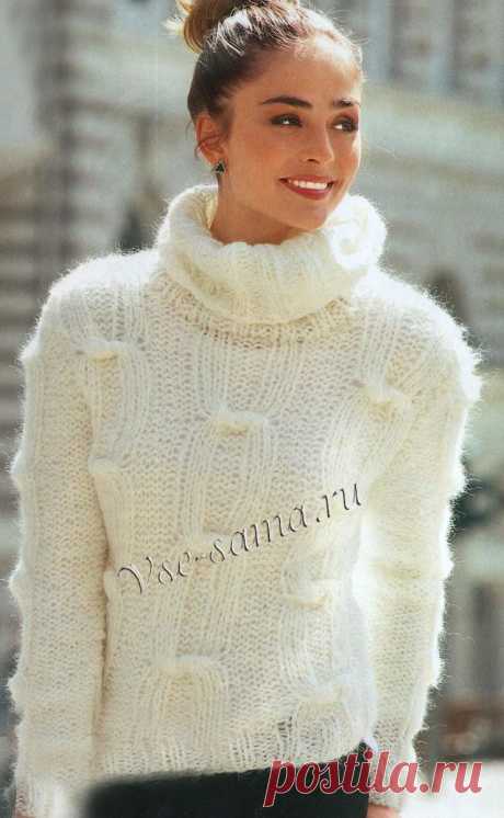 Белый мохеровый пуловер - Пуловер
