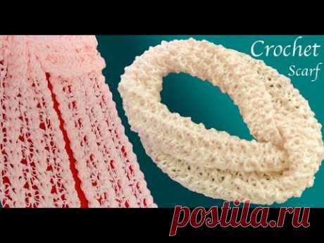 Bufandas a Crochet infinita circular y Chalina tejida en Punto 3D con Gancho tejido tallermanualperu