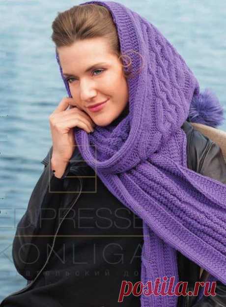 Вязание: шарф-капюшон спицами | otlicno.ru