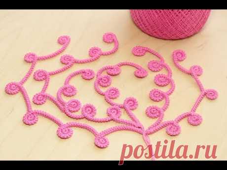 Вязание крючком  БУТОН ЦВЕТКА - мотив для ирландского кружева  crochet irish lace