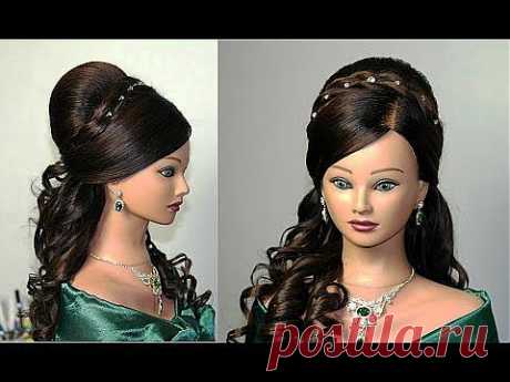 Wedding prom hairstyles for long hair. Curly hairstyles. Свадебная  на длинные волосы. - YouTube