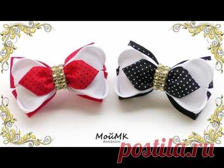 Классические бантики из репсовой ленты Канзаши МК DIY Hair Bows tutorial МойМК