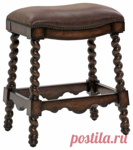 Coventry Counter Stool, Dark Leather - Traditional - Bar Stools And Counter Stools - by Ambella Home