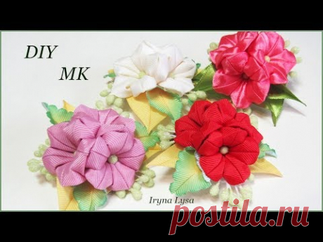 Заколочки С Цветами🌺Канзаши МК / DIY Kanzashi Flowers