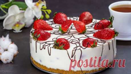 Творожный торт с клубникой без выпечки рецепт с фото пошагово и видео - 1000.menu