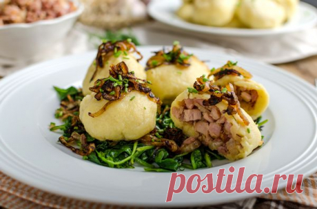 Картофельные кнедлики с копченым мясом - пошаговый рецепт