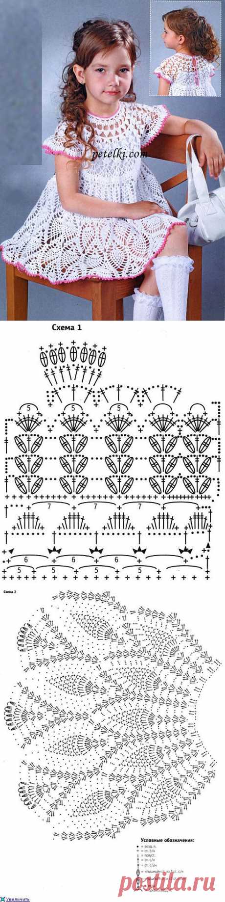Для юных модниц 5-ти лет: нарядное платье крючком.