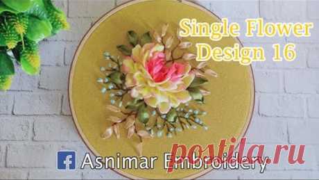 Ribbon Embroidery Tutorial | Single Flower Designs #16