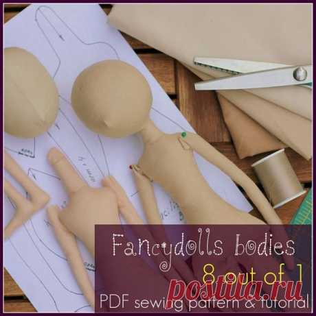 Cloth Doll Sewing Pattern &amp; Tutorial Fancydolls bodies PDF 8 out of 1 DIY