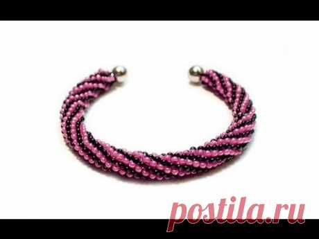 Tutorial: beads style №1 for pandora bracelet / Жгут из бисера для пандоры - YouTube