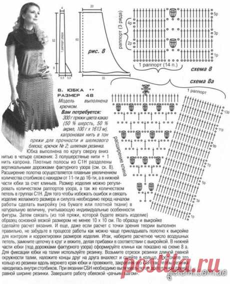 Строгая юбка шишечками крючком. Описание, схема