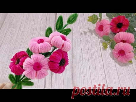 Cách Làm Hoa Kẽm Nhung Siêu Đẹp Siêu Dễ Trang Trí - Hoa Kẽm Nhung - How To Make Pipe Cleaner Flower