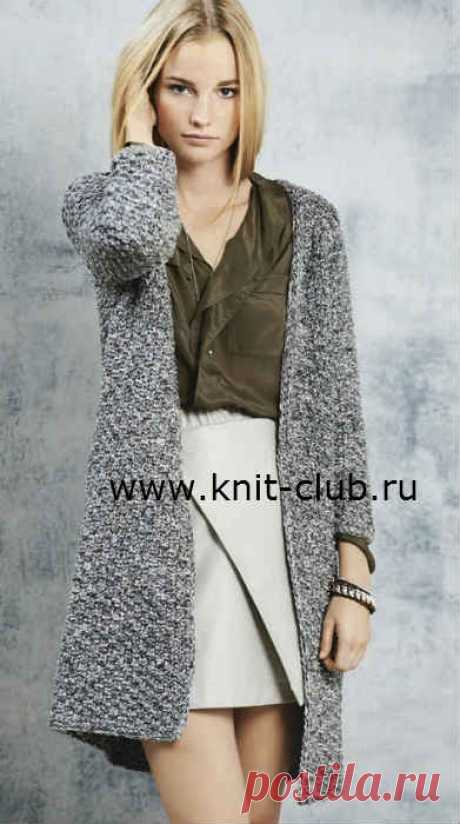 Пальто (удлинённый кардиган) спицами, узором &quot;шахматка&quot;. / www.knit-club.ru