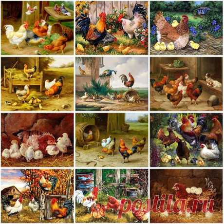 Chickens Hen DIY 5D Diamond Painting Cross Stitch Diamond Embroidery Animal Farm Full Round Resin Rhinestones Home Decoration|Алмазная роспись, вышивка крестом