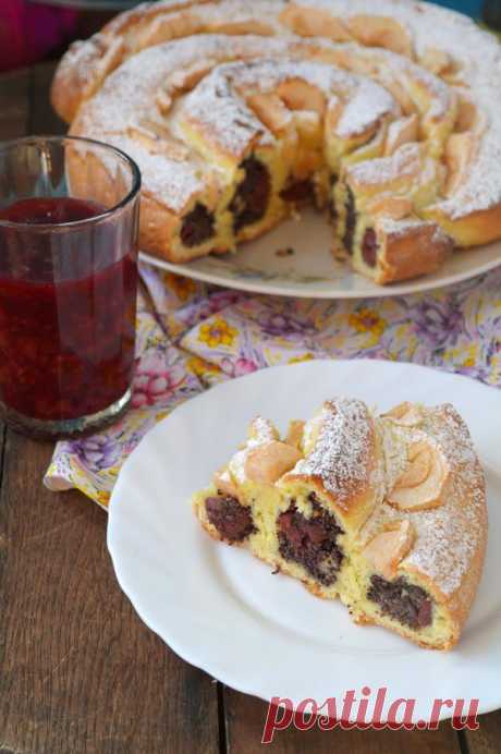 Просто и вкусно: Сдобный пирог с вишнями и маком.