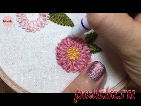 [프랑스자수] 브레이드 스티치로 만드는 자수 꽃 😍 Embroidery flowers made with braid stitch