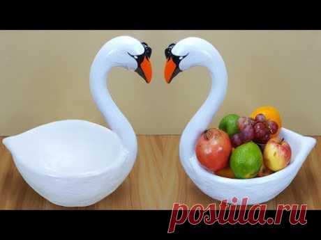 Birthday gift showpiece making at home // Swan fruit pot // swan showpiece // Best out of waste