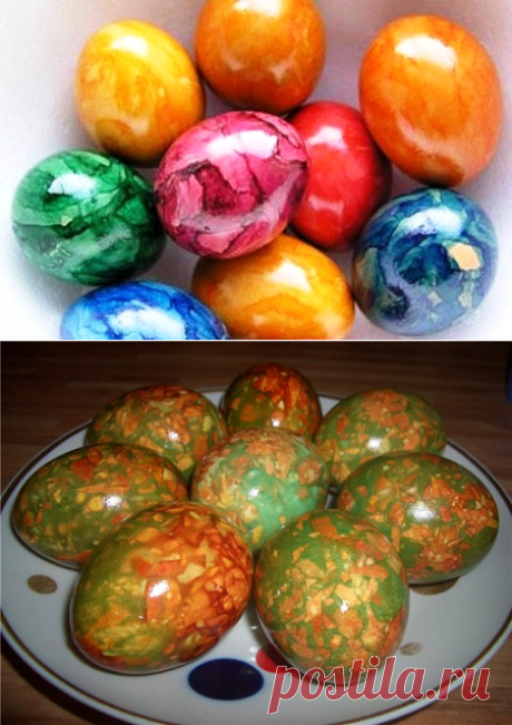 Как покрасить яйца в луковой шелухе с зеленкой мраморные