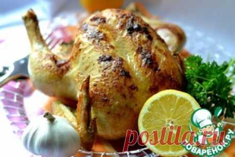 Курица, фаршированная чесноком и лимоном - кулинарный рецепт