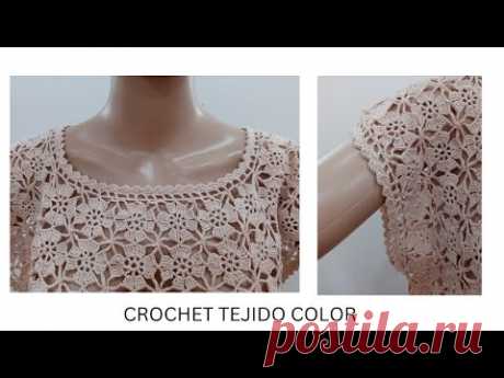 BLUSA A CROCHET TUTORIAL//CAMISETA A GANCHILLO//BLUSA CALADA A CROCHET//BLUSA SIN COSTURA A CROCHET.