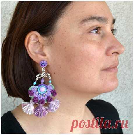 lavender earrings tassel earrings ethnic earrings big