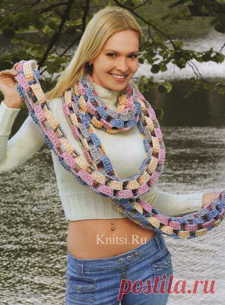 Шарф-цепь. Вязание для женщин / Шапки береты шарфы / Спицами