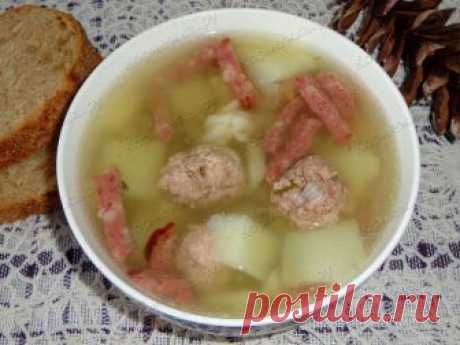 Суп с фрикадельками и копченой колбасой - Кормежка.ру