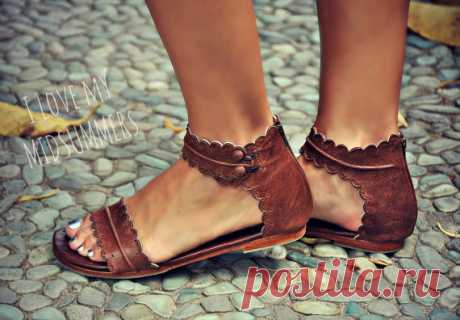 MIDSUMMER. Brown leather sandals / women shoes / от BaliELF