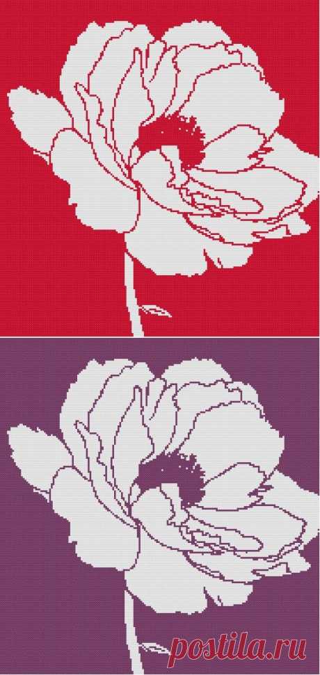 One Color Poppy cross stitch pattern от WooHooCrossStitch на Etsy