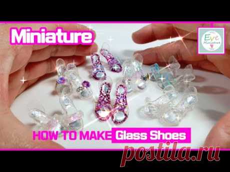 How to make miniature Glass Shoes for Barbie doll, 미니어쳐 바비인형 유리구두 만드는 방법(레진 & 폴리머클레이) Subtitle