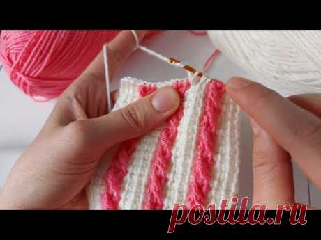 TUNUS İŞİ İKİ RENKLİ İPLE ÇOK KOLAY ÖRGÜ MODELİ How to Crochet for Beginners