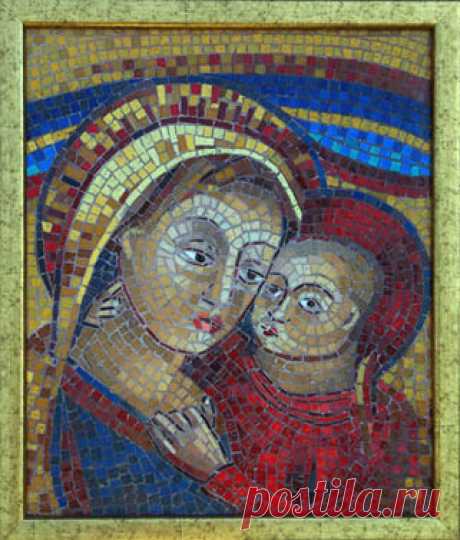 Mary and child - mosaic smalti Hallo, This is one of my lovely mosaic I made in my art workroom - Pracownia Artystyczna "Veronka".  I am working in smalti tiles. I am very interesting what you think about it.  I welcome on my web page www.mosaic.com.pl