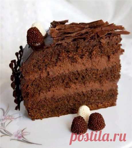 Шоколадный торт с трюфельным кремом / Изысканные кулинарные рецепты