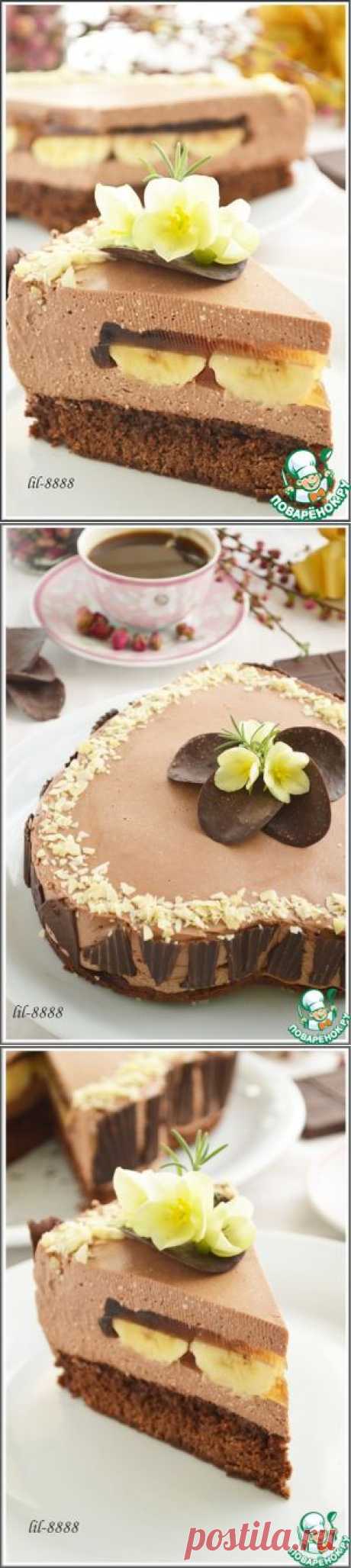 Торт &quot;шоколадно-творожный мусс с бананами в карамельном желе&quot; - кулинарный рецепт