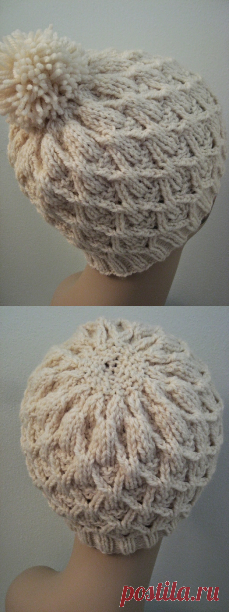 Оригинальная теплая шапка плетенка