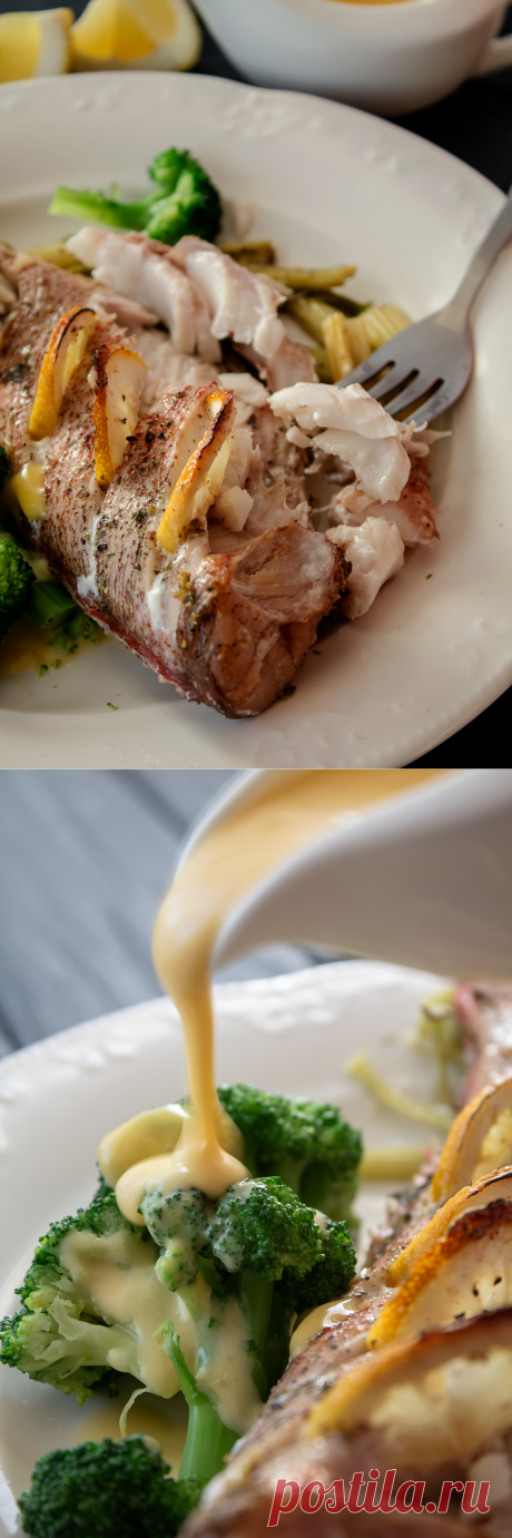 Запеченная рыба с сельдереем, брокколи и соусом Голландез: birosss