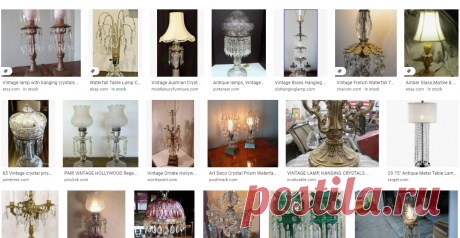 vintage table lamp with hanging crystals - Google Search