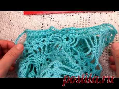 Как набрать УЗОР от проймы для РУКАВА  вязание КРЮЧКОМ , crochet beautiful pattern (узор №196)