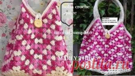 BOLSA ZIG ZAG COM SQUARE EM CROCHE TUTORIAL COMPLETO MARLY THIBES