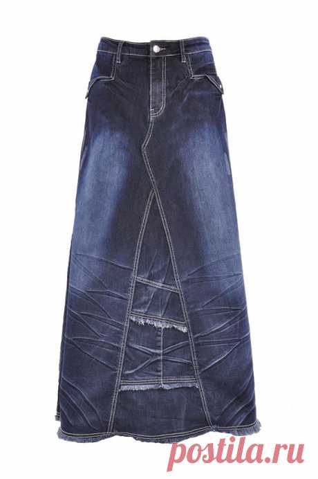 Style J Wrinkled Wonder Long Denim Skirt