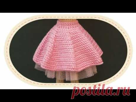 Двусторонняя юбка для куклы. Two sided crochet skirt for a doll.