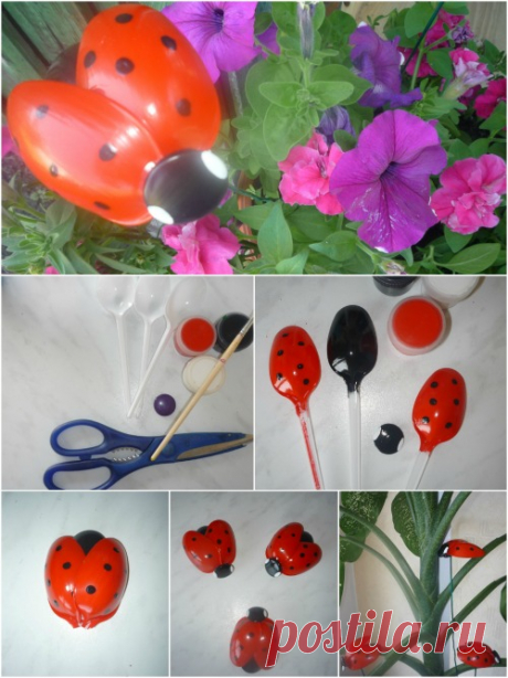 Quick Recycling Craft: Adorable Ladybugs made from Plastic Spoons - DIY &amp; Crafts