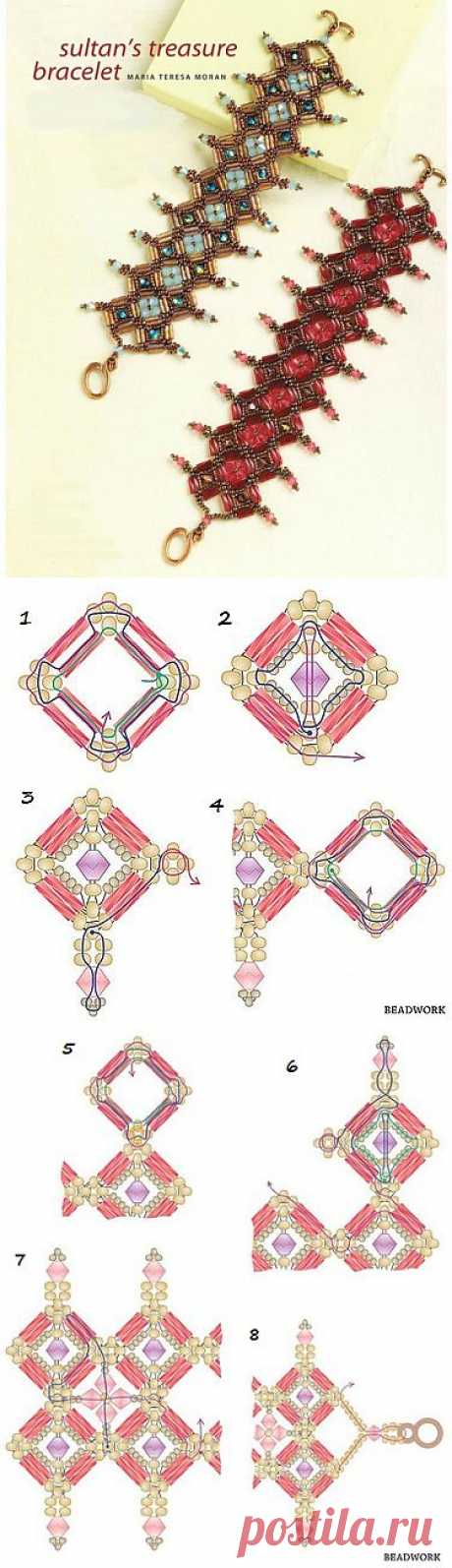 Браслет &quot;Сокровище султана&quot; из стекляруса и бисера