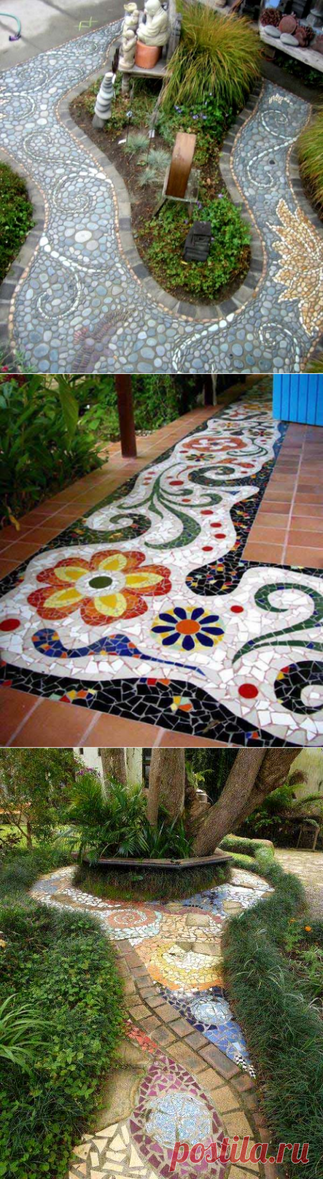 Как сделать красивые садовые дорожки с мозаикой