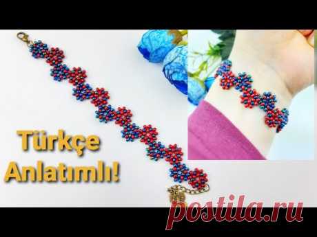 Kolay Boncuklu Bileklik Yapımı. Easy Bead Bracelet Making. Beading Tutorial