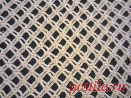 Узор сеточка (вязание крючком). Mesh pattern (Crochet).