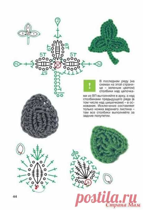 Азбука рукоделия. Красивые цветы и листики. Мастер-классы по вязанию крючком
