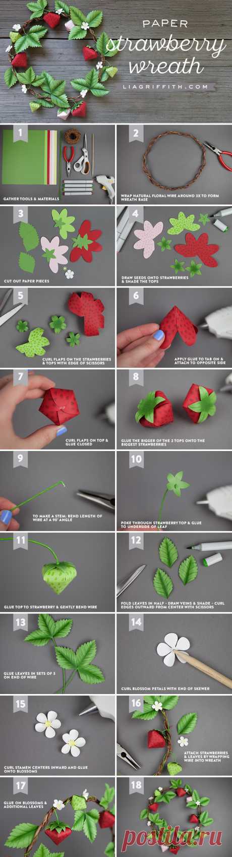 Paper Strawberry Wreath - Lia Griffith